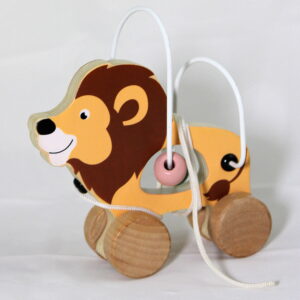 Small foot -houten trekfiguur met motoriekspiraal safari