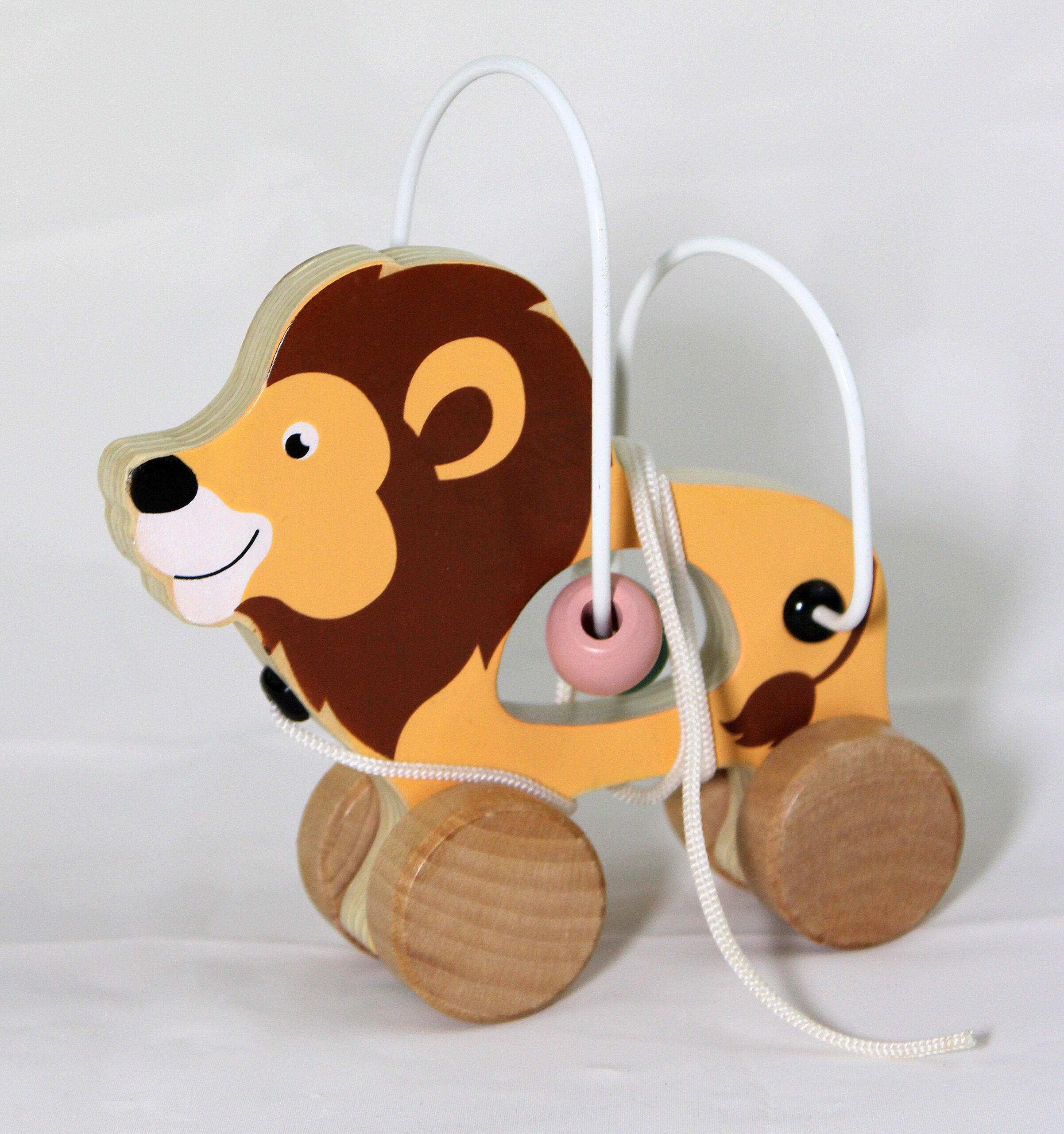 Small foot -houten trekfiguur met motoriekspiraal safari